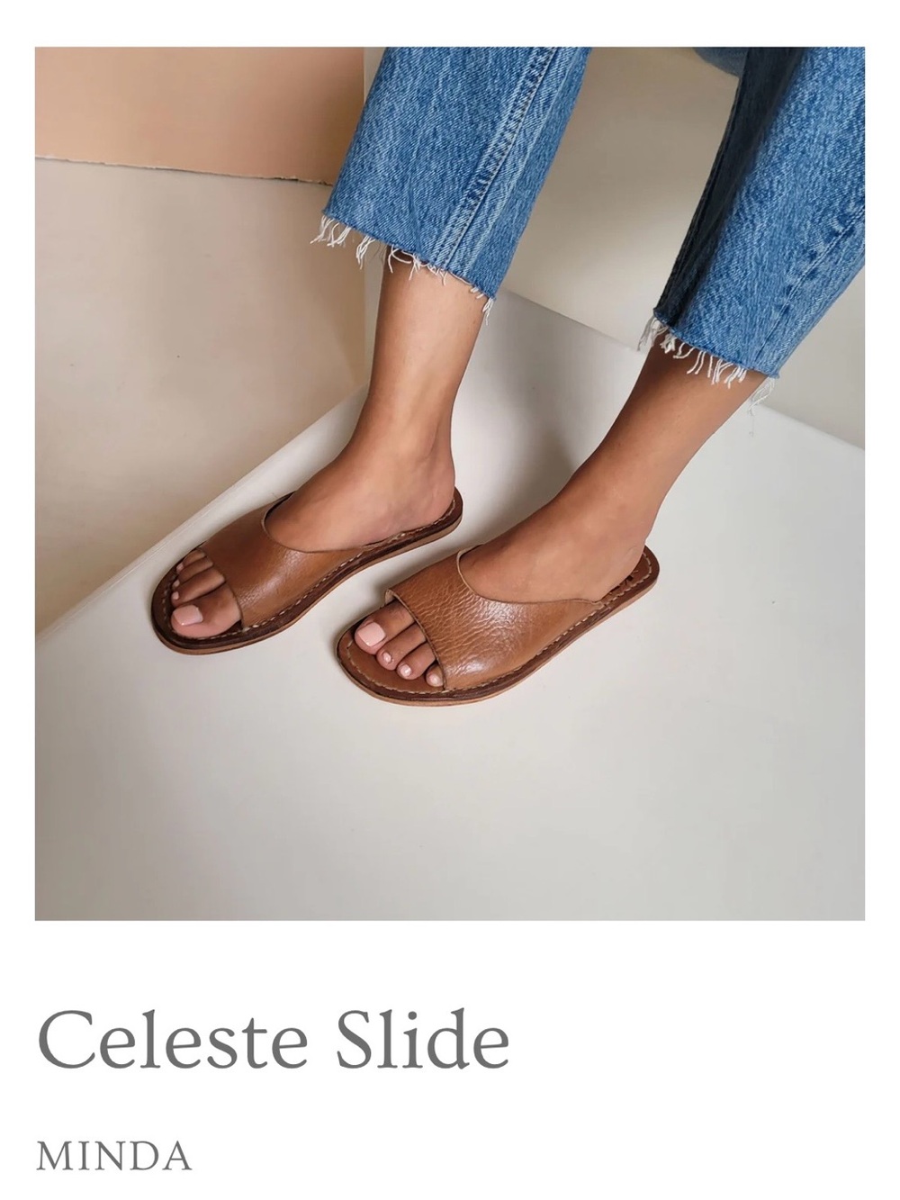 Minda Living Moroccan Brown Leather Celeste Slide Sandals - Picture 4 of 11